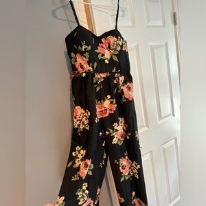 Black and Floral Jumpsuit